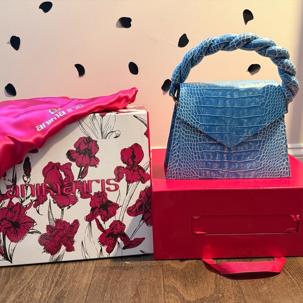 Anima Iris Marina Blue Croc-Embossed Zaza Grande